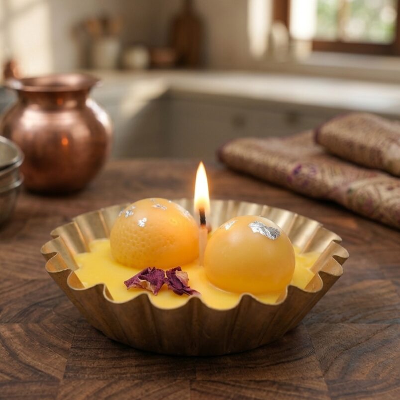 Rasmalai Candle | Byora Homes | Yellow & Gold | Soy Wax