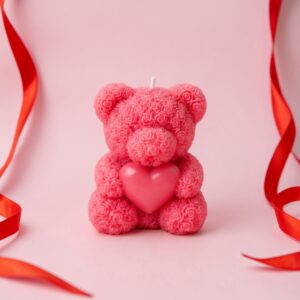 Teddy Bear Soy Candle | Byora Homes | Red | Soy Wax