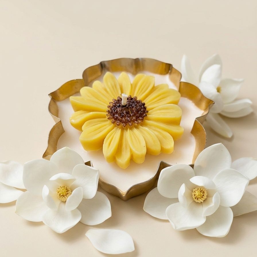 Sunflower Urli Candle | Byora Homes | Yellow & Gold | Soy Wax - Image 2