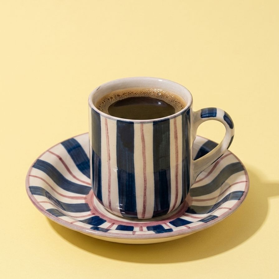 Stripey Baby Cup and Saucer | Byora Homes | Multicolor | Stoneware Ceramic