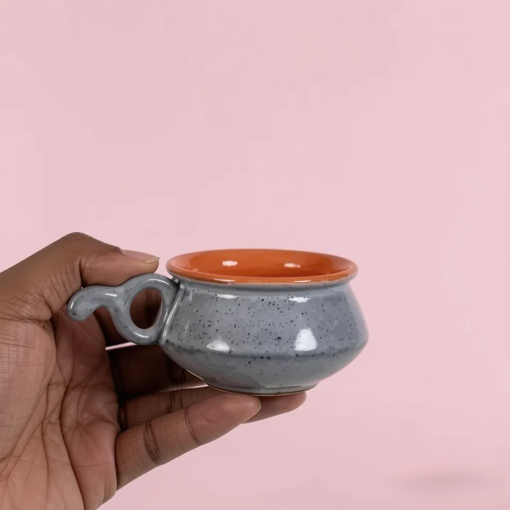 Matka Matki Ice cream ceramic cup | Byora Homes | Grey | Stoneware Ceramic - Image 2